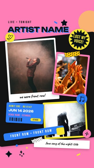 Concert Drawer – Modelos de photo dump para stories do Instagram