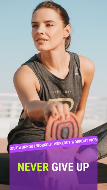 Never Give Up – Plantillas de deporte para historias de Instagram