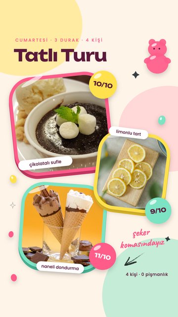 Tatlı Turu – Yemek Instagram story şablonları
