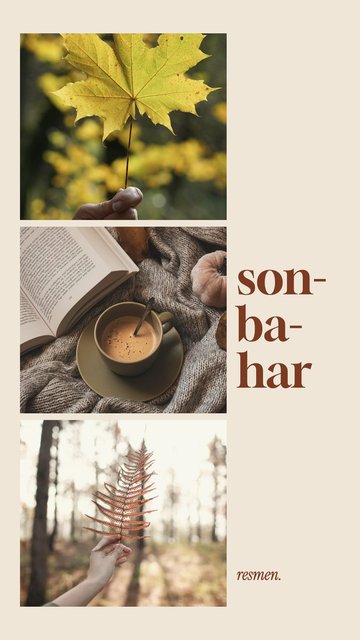 Resmen Sonbahar · Son-ba-har – Mevsimler Instagram story şablonları